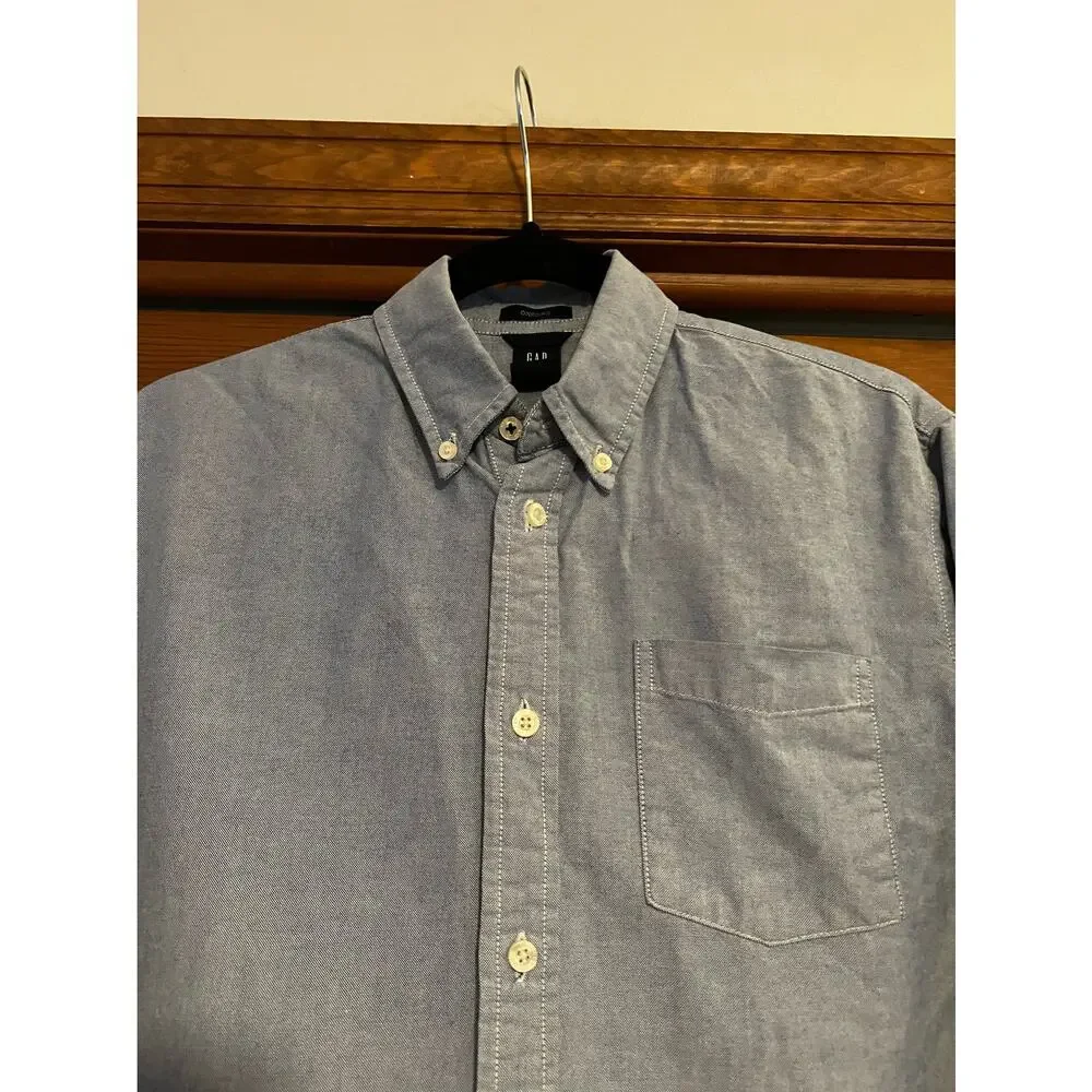 Gap Kids Boys Blue Oxford Button Down Dress Shirt Long Sleeve Cotton Size XL(12)